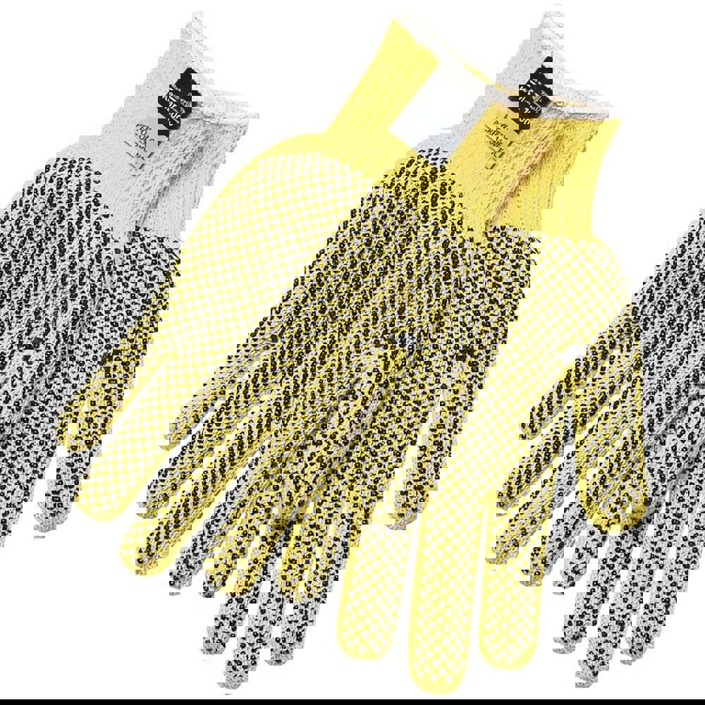 Kevlar Gloves, Large, Coated String Knit/Kevlar, PVC Dots, Dozen